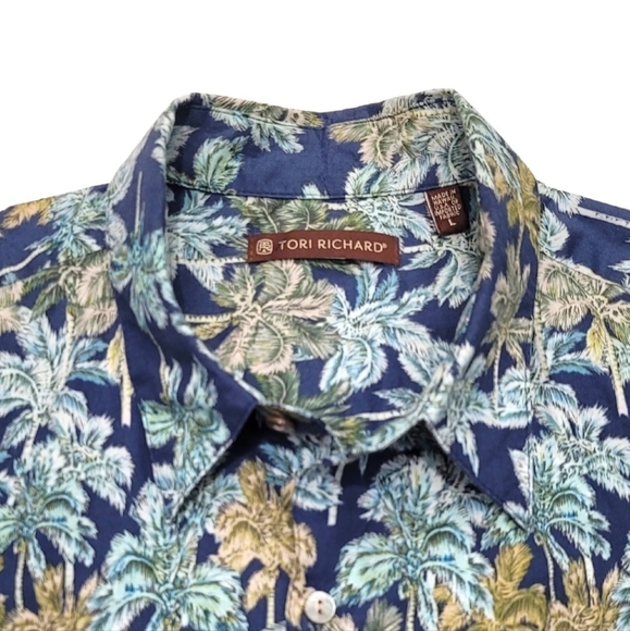 Tori Richard Hawaiian Shirt Large Floral Palm Short Sleeve 100% Cotton Lawn. - Picture 5 of 14